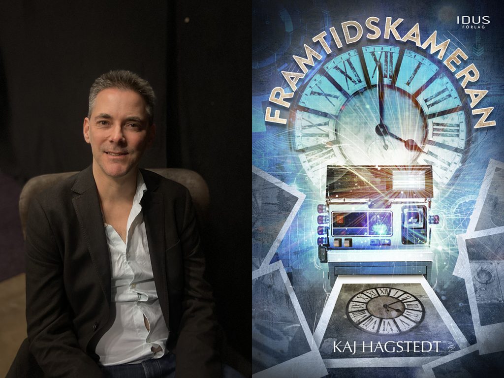 Kaj Hagstedt och bokomslaget till Framtidskameran